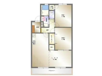 コートビレッジみやび(2LDK/1階)の間取り写真