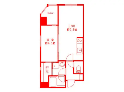 エフパークレジデンス東神奈川(1LDK/4階)の間取り写真