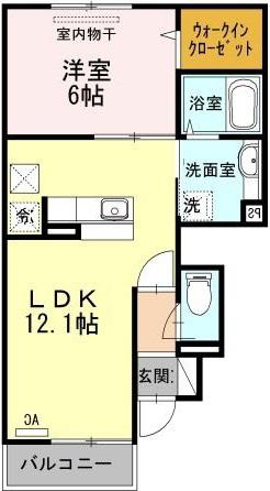 ルナステイト(1LDK/1階)の間取り写真