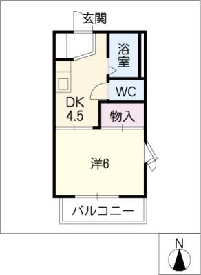 コウジィコート A棟(1DK/2階)の間取り写真