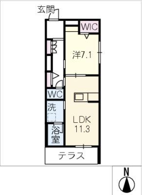 シャーメゾン国府宮駅前(1LDK/1階)の間取り写真