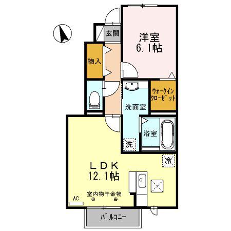 LIEN(1LDK/1階)の間取り写真