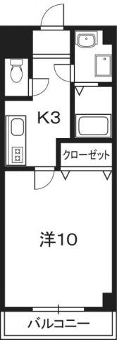 シャルメゾン木香(1K/3階)の間取り写真