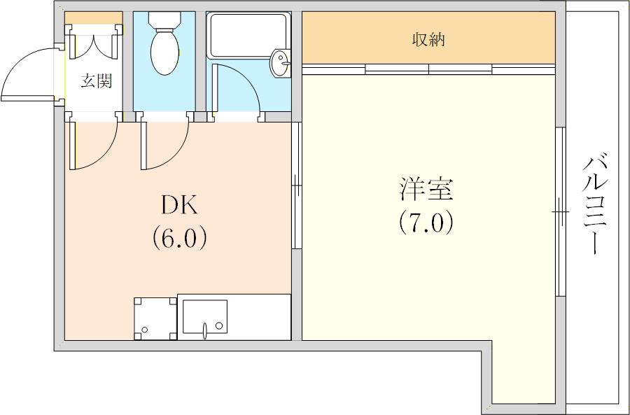 フリックコート荒田(1DK/3階)の間取り写真