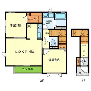 QUATTRO ZONA(2LDK/2階)の間取り写真
