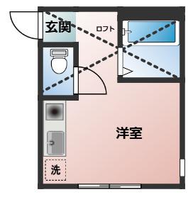 アーヴェル浅間台(ワンルーム/2階)の間取り写真