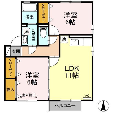 アッサンブラージュ(2LDK/2階)の間取り写真