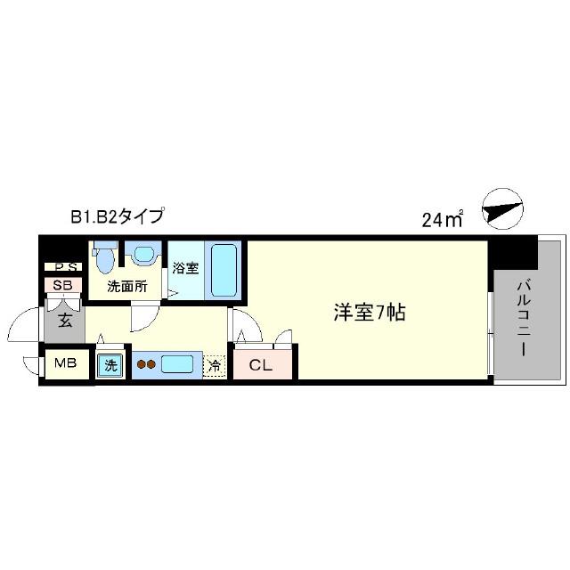 エスリード大阪城公園(1K/14階)の間取り写真
