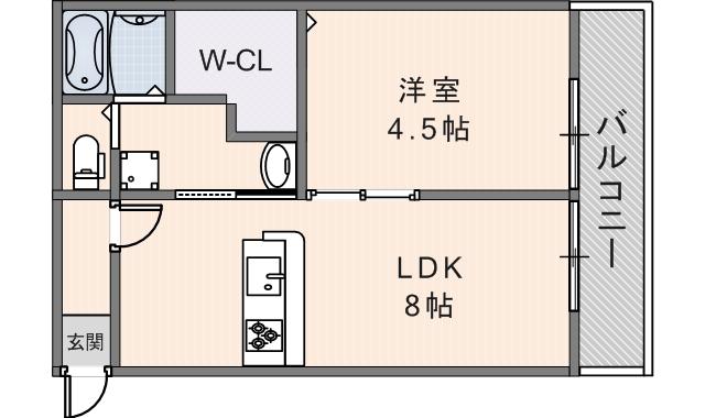 東花園コーポ(1LDK/2階)の間取り写真