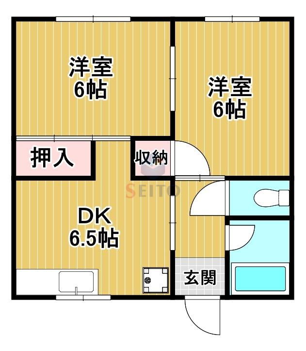 シャトーヤスミマンション(2DK/1階)の間取り写真