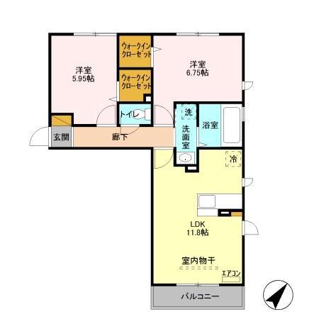 エスペランサ B(2LDK/3階)の間取り写真