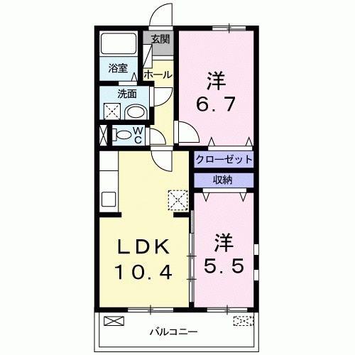 パピヨン ガーデン(2LDK/3階)の間取り写真