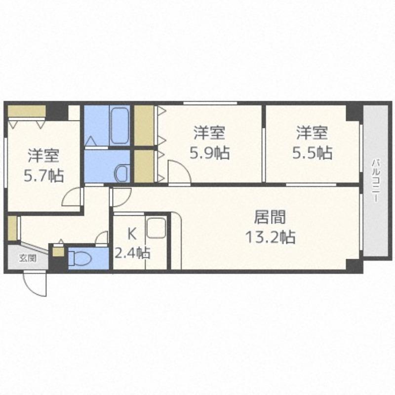 COLORE32(3LDK/6階)の間取り写真