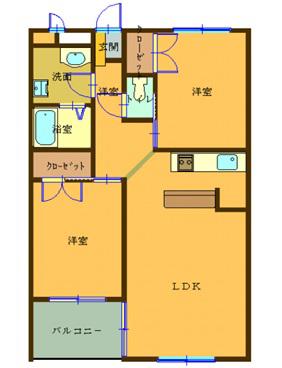 プラザ本牧元町(2LDK/3階)の間取り写真
