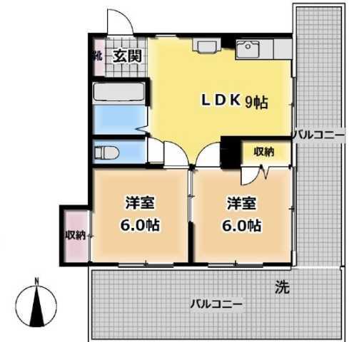 グリーンハイム(2LDK/4階)の間取り写真