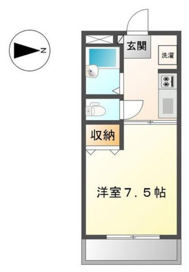 パープルメゾンII(1K/1階)の間取り写真