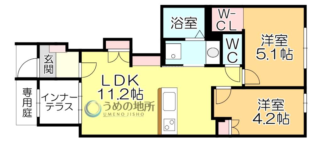 IMPIAN(2LDK/1階)の間取り写真