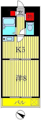パークアクシス門前仲町テラス(1DK/2階)の間取り写真