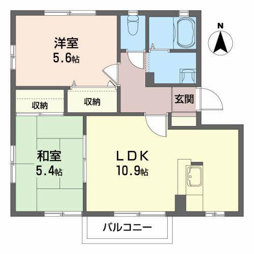 ドミール泉川C(2LDK/1階)の間取り写真