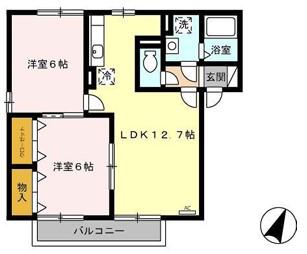 シャンクレールよもぎ台(2LDK/2階)の間取り写真