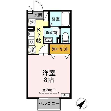 ピュール・SI(1K/1階)の間取り写真