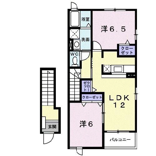 ヴェルヴェーヌ II(2LDK/2階)の間取り写真
