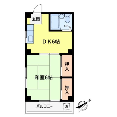 前山ビル(1DK/3階)の間取り写真