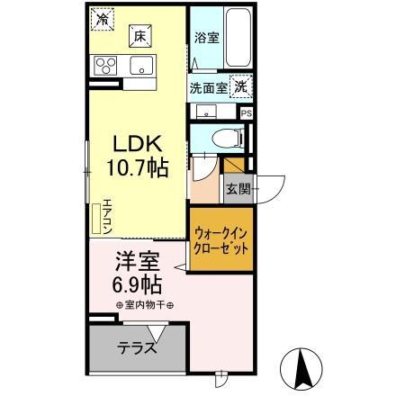 ラ・ブリエ城南(1LDK/1階)の間取り写真