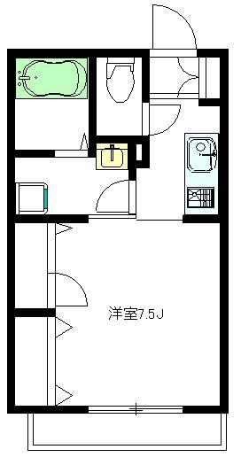 ボヌール下北沢(1K/2階)の間取り写真