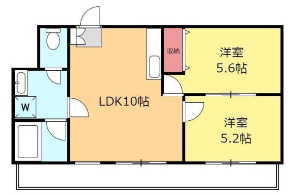 クレドハイツ小岩(2LDK/4階)の間取り写真