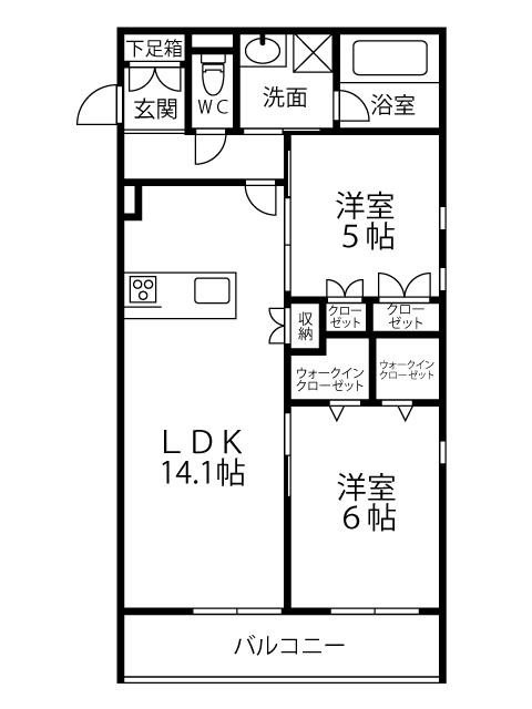 キルシュ ブリューテ 2(2LDK/2階)の間取り写真