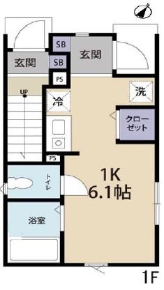 東武伊勢崎線 曳舟駅 徒歩11分 2階建 築7年(1K/1階)の間取り写真