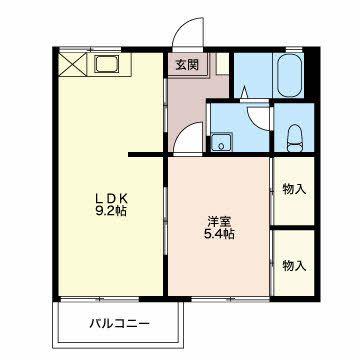 サンハイム(1LDK/2階)の間取り写真