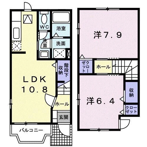 ソレイユ盛(2LDK/1階)の間取り写真