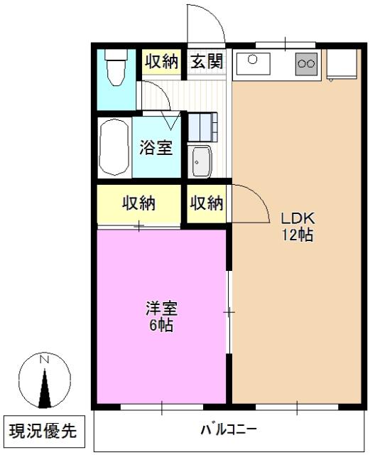 コーポひまわり(1LDK/2階)の間取り写真