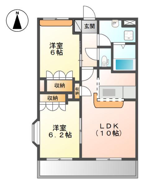 エクセルメゾン(2LDK/2階)の間取り写真