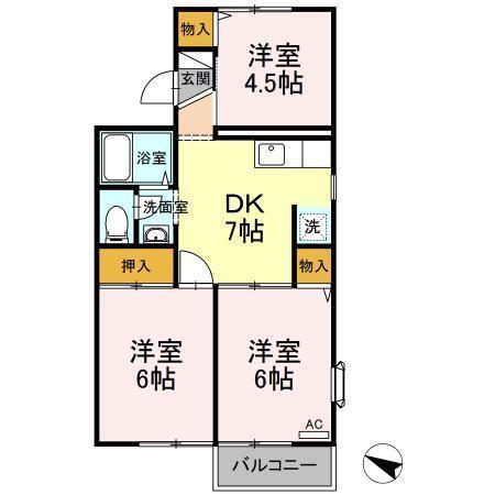 ファミールIK(3DK/2階)の間取り写真