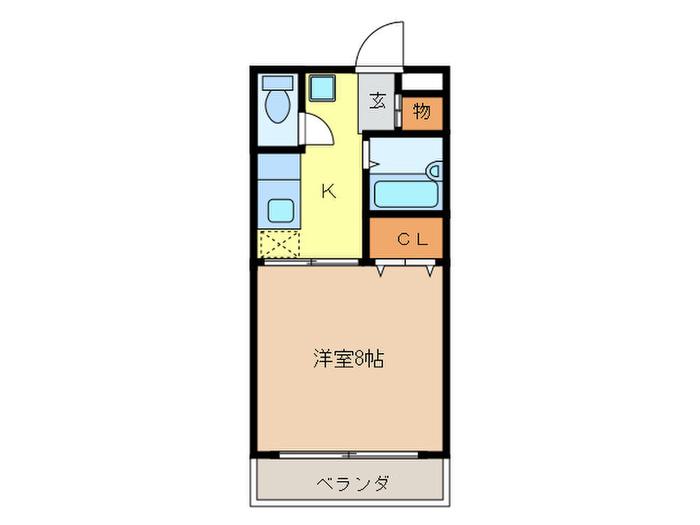 ドミールイースト(1K/2階)の間取り写真