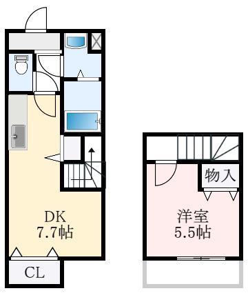 スリーハーブズ狭山I番館(1DK/1階)の間取り写真
