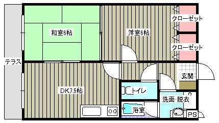 サンパラッツォ西ノ前(2LDK/2階)の間取り写真