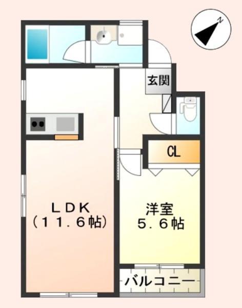 ティアラ(1LDK/2階)の間取り写真