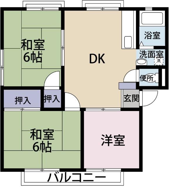 レジデンスA(3DK/2階)の間取り写真