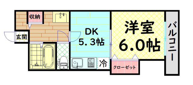 ハピネス2番館(1DK/1階)の間取り写真