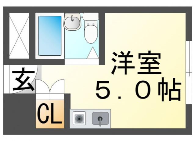 ヴェローノ緑地公園(ワンルーム/4階)の間取り写真