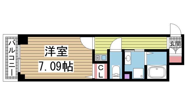 CITYSPIRE神戸元町II(1K/9階)の間取り写真