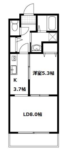サンポエム(1LDK/3階)の間取り写真