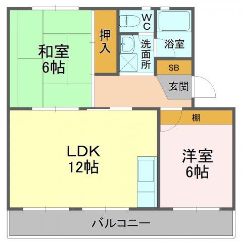 ハイデンス青木(2LDK/1階)の間取り写真