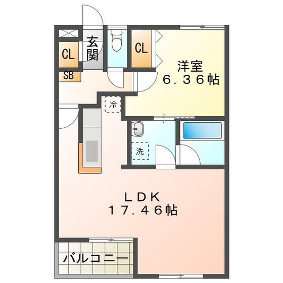 GARDEN HOUSE 大谷町II(1LDK/2階)の間取り写真
