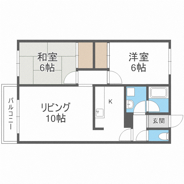 パレス杉都B棟(2LDK/3階)の間取り写真
