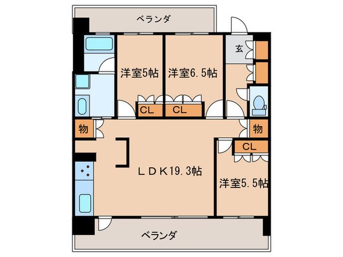 プライムメゾン萱場公園(3LDK/4階)の間取り写真